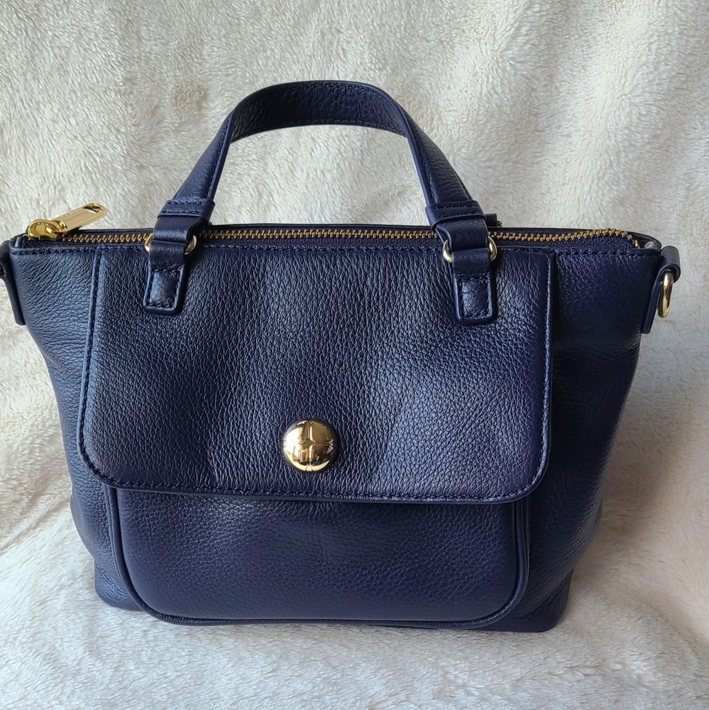 Talbots Navy Leather Satchel Handbag